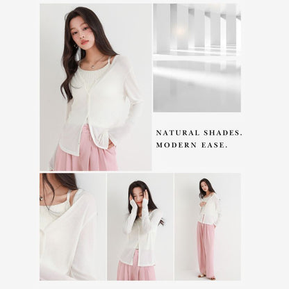 A.A.Y CORE Lightweight V-Neck Cardigan Sweater, BuckyDrop