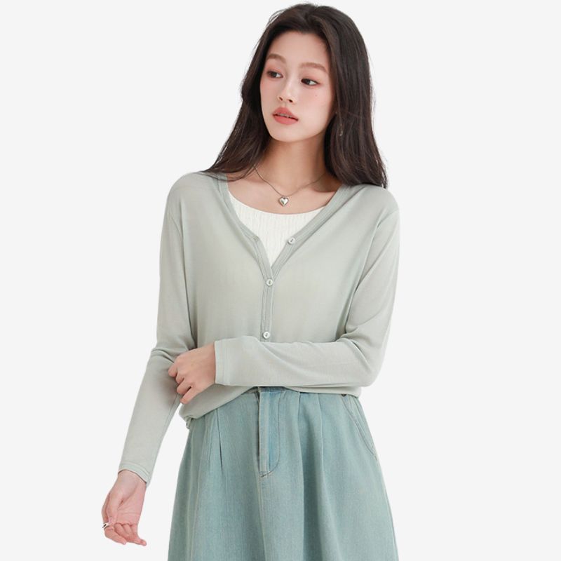 A.A.Y CORE Lightweight V-Neck Cardigan Sweater, BuckyDrop