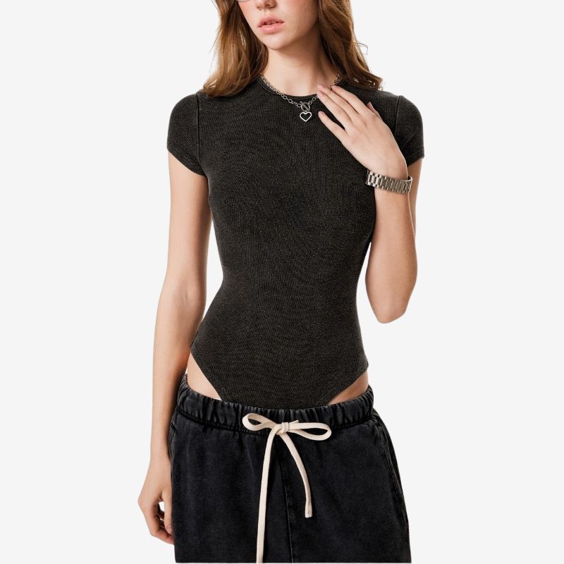 A.A.Y CORE Women’s Short Sleeve Crewneck Bodysuit – Cotton Basic Tee, ODMPOD