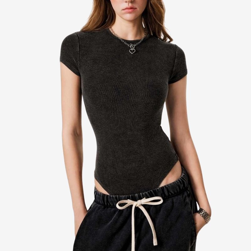 A.A.Y CORE Women’s Short Sleeve Crewneck Bodysuit – Cotton Basic Tee, ODMPOD