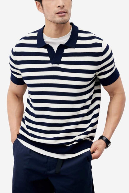 A.A.Y CORE  Men's Striped Knit Poloshirt, BuckyDrop