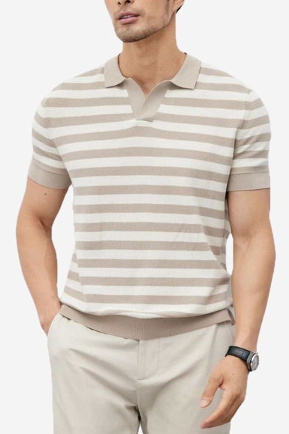 A.A.Y CORE  Men's V-Neck Knit Poloshirt,BuckyDrop