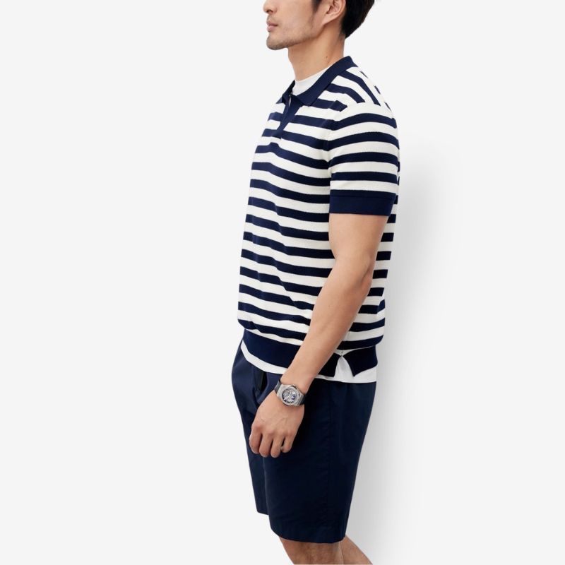 A.A.Y CORE  Men's V-Neck Knit Poloshirt,BuckyDrop