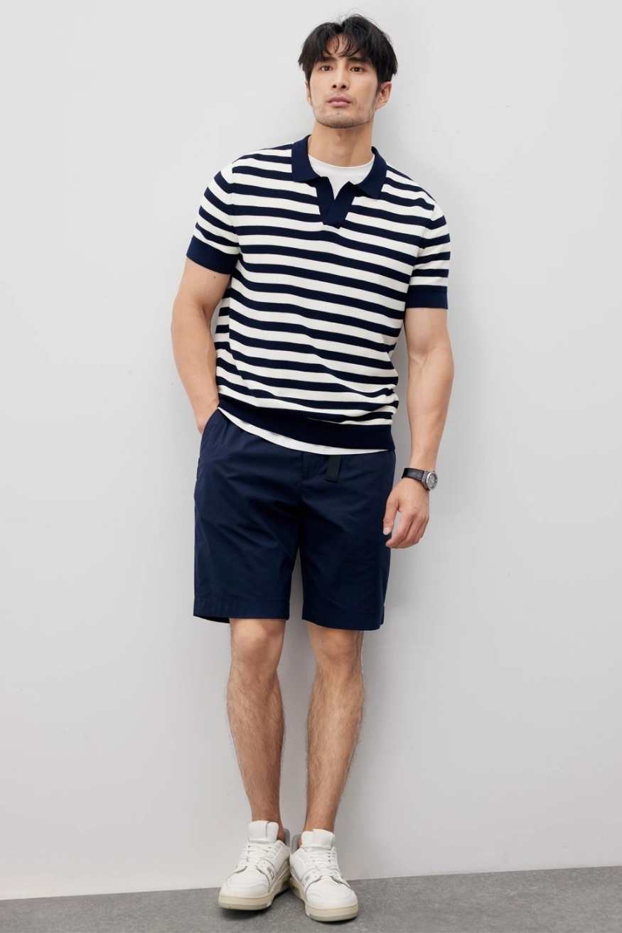 A.A.Y CORE  Men's V-Neck Knit Poloshirt,BuckyDrop