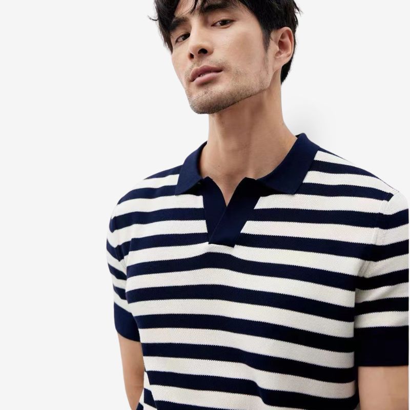 A.A.Y CORE  Men's V-Neck Knit Poloshirt,BuckyDrop