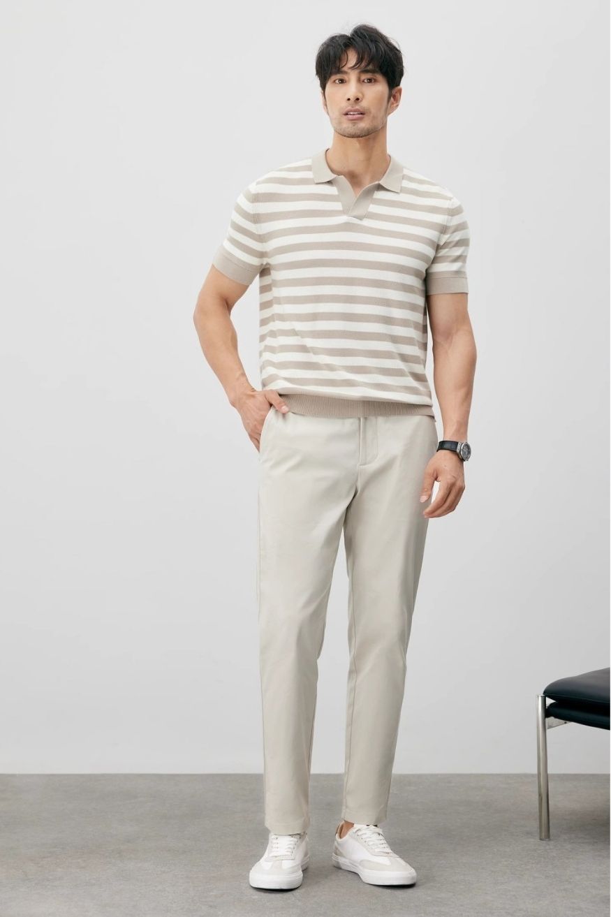 A.A.Y CORE  Mens V-Neck Knit Poloshirt,BuckyDrop