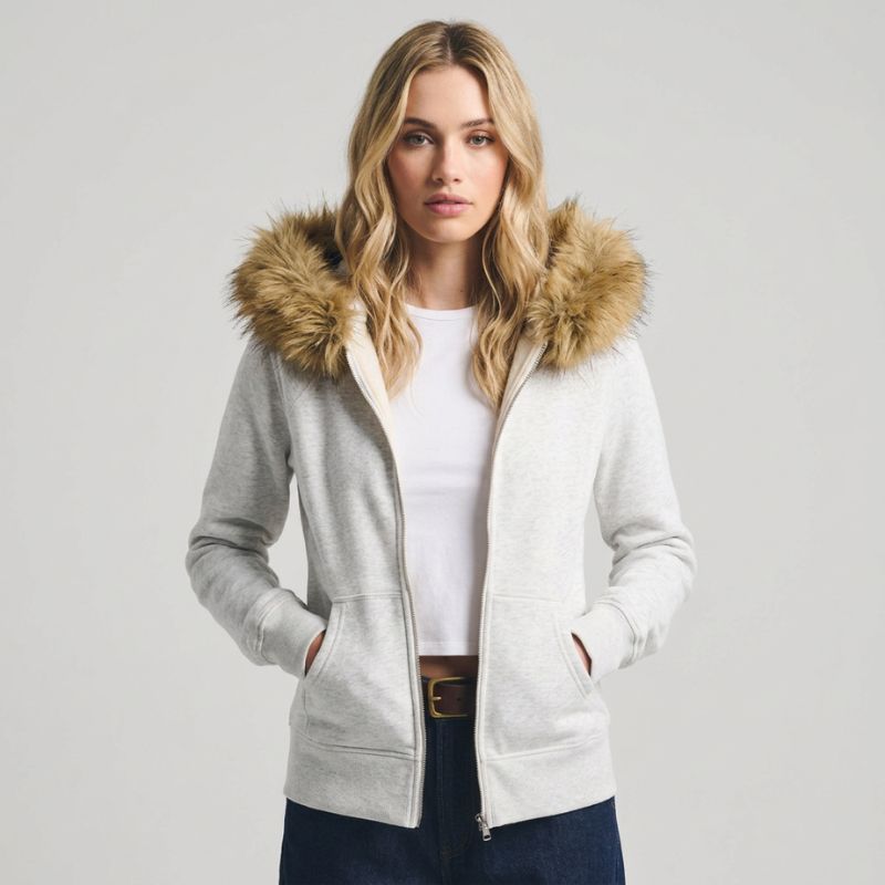 A.A.Y CORE Women’s Faux Fur Hooded Zip Jacket, PODpartner
