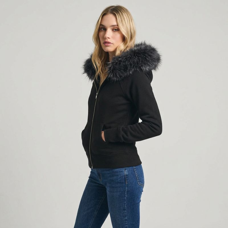 A.A.Y CORE Women’s Faux Fur Hooded Zip Jacket, PODpartner
