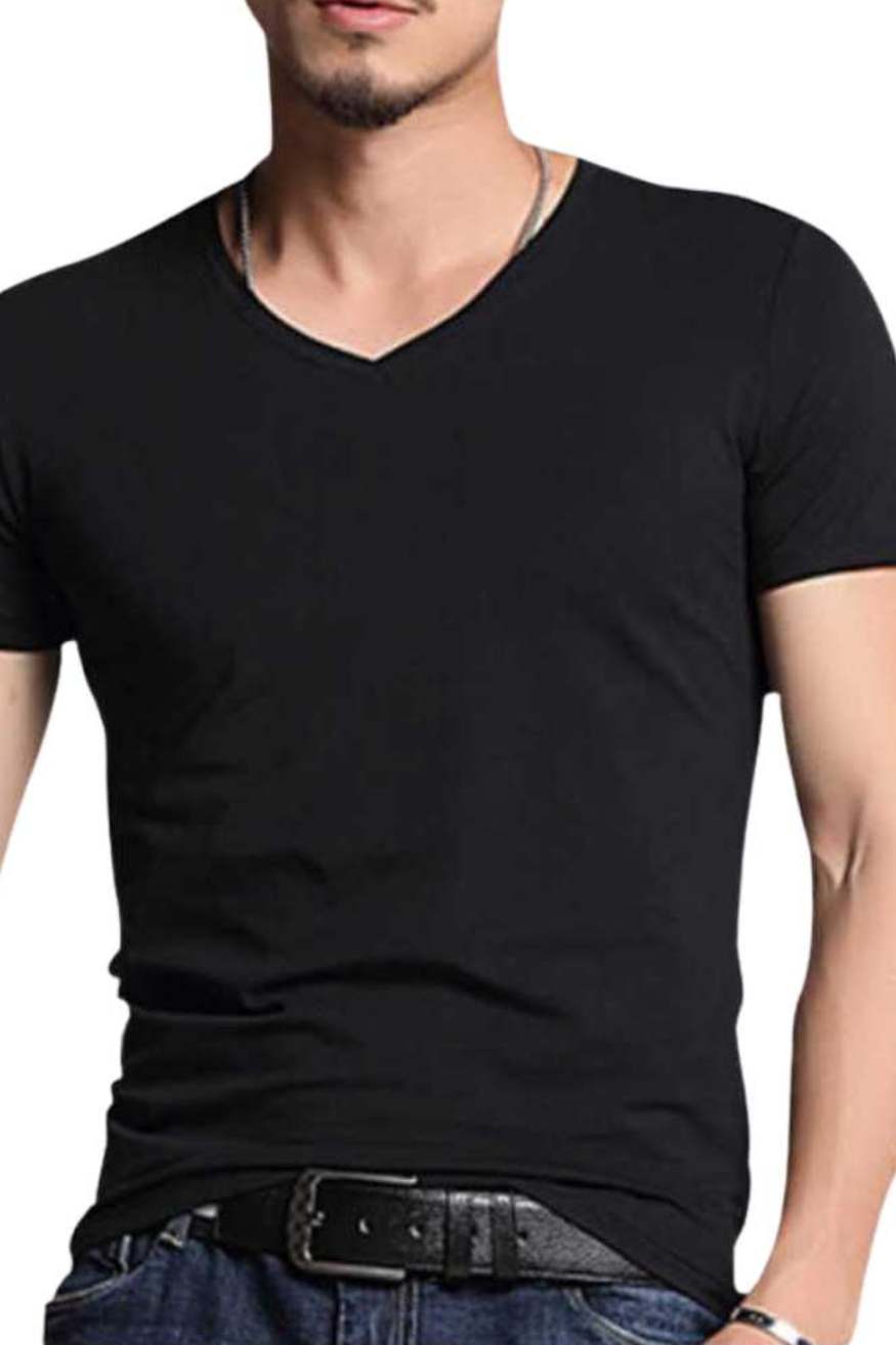  Basic v-neck T-shirt Men in Solid Colors