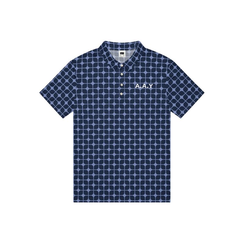 A.A.Y Slim Fit Polo for Men in Navy Print 