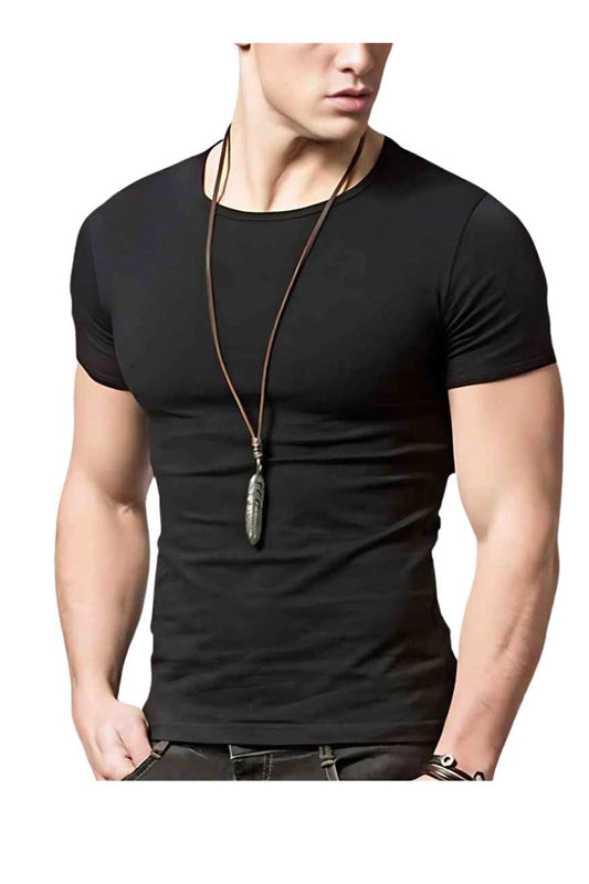 A.A.Y - Men's solid color basic round neck T-shirt