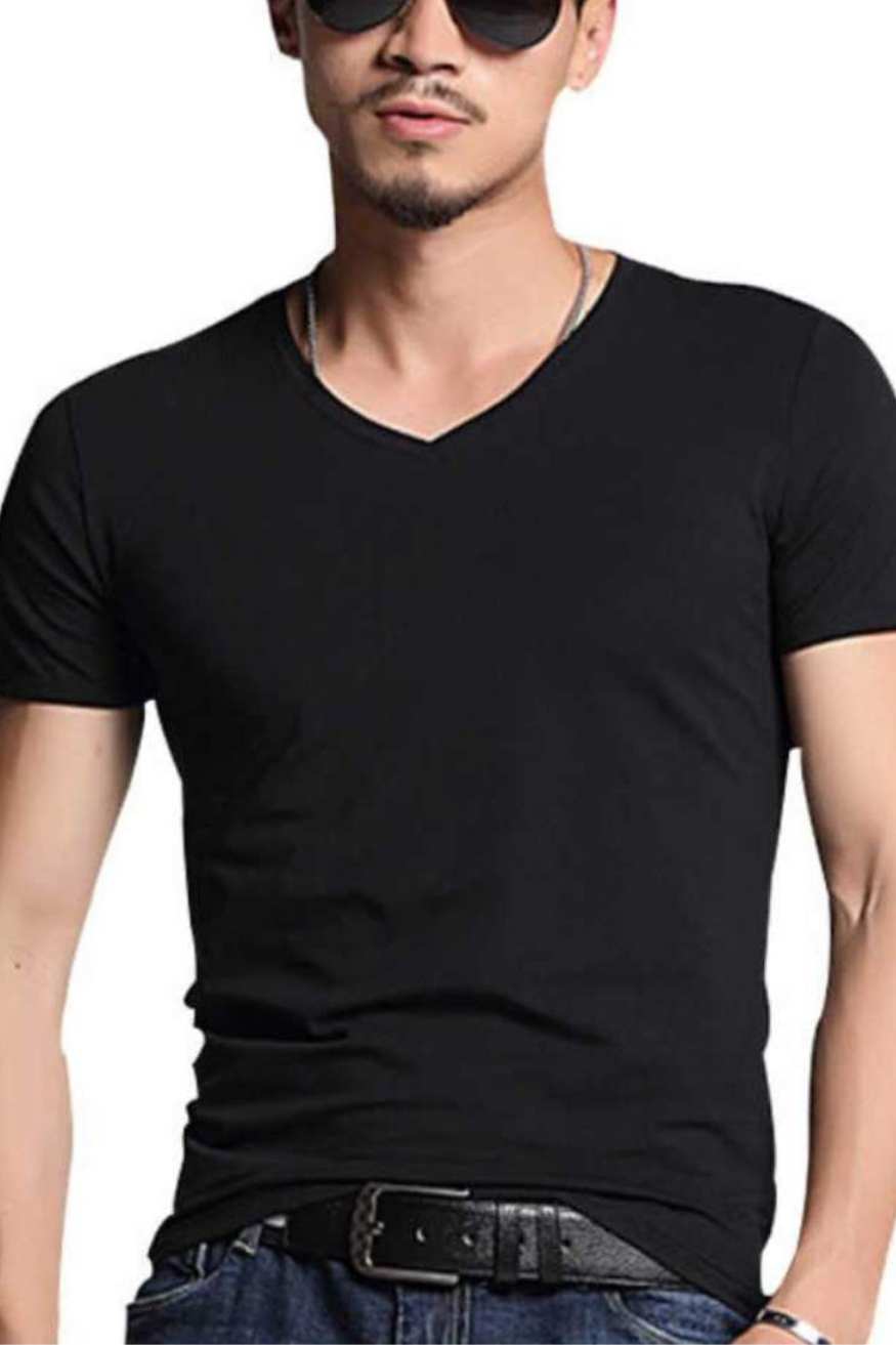 Basic v-neck Slim-fit T-shirt Solid Colors Men, Heyang Industrial Co., Ltd