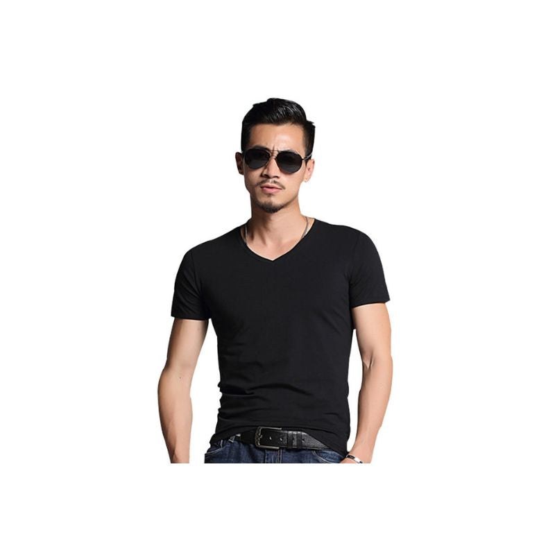 Black Basic v-neck T-shirt Men - A.A.Y FASHION