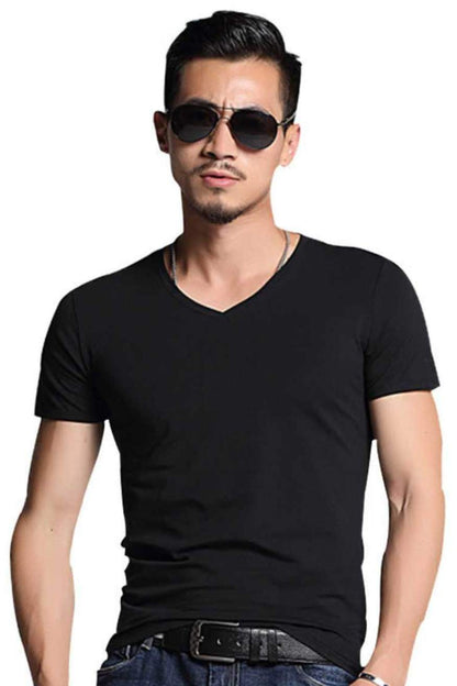 Black Basic v-neck T-shirt Men