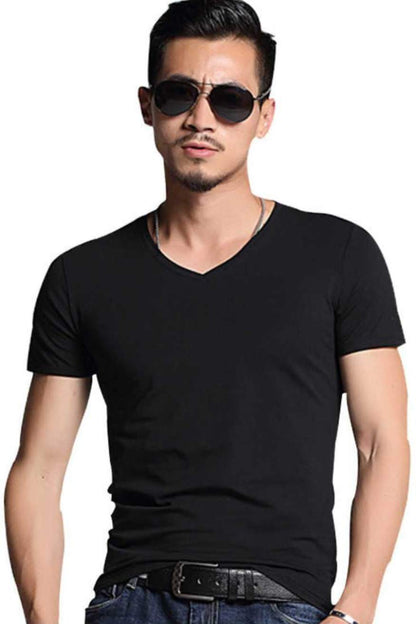 Black Basic v-neck T-shirt Men