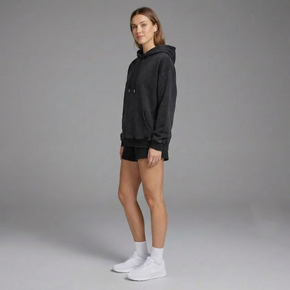 Black Distressed Heavy Weight Hoodie for Men, PODpartner