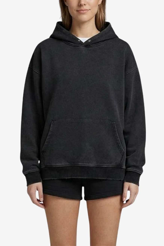 Black Distressed Heavy Weight Hoodie for Men, PODpartner