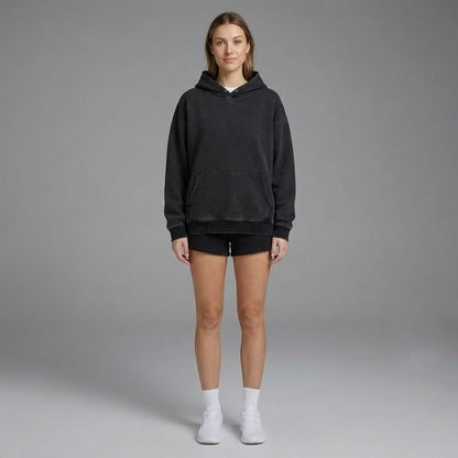 Black Distressed Heavy Weight Hoodie for Men, PODpartner