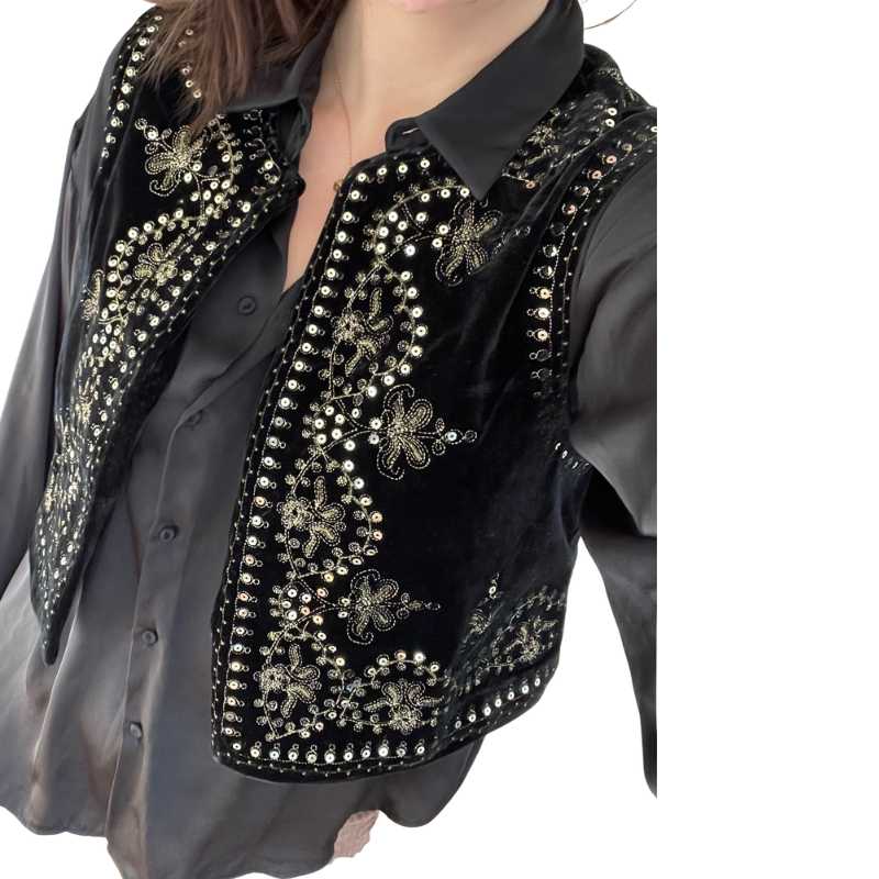 Black Embroidered Velvet Vest, Heyang Industrial Co., Ltd