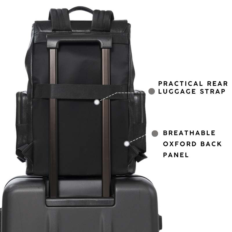Black Premium Leather Laptop Backpack, BuckyDrop