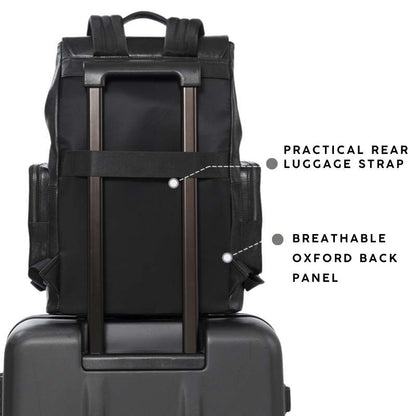 Black Premium Leather Laptop Backpack, BuckyDrop