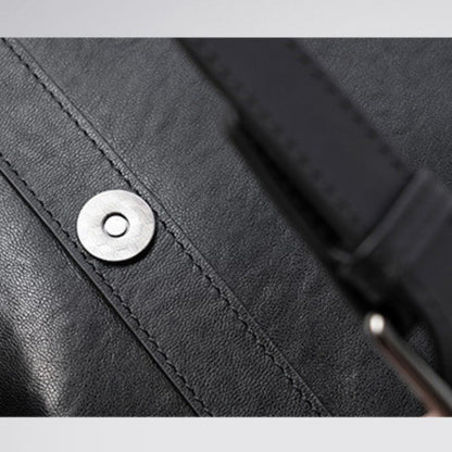 Black Premium Leather Laptop Backpack, BuckyDrop