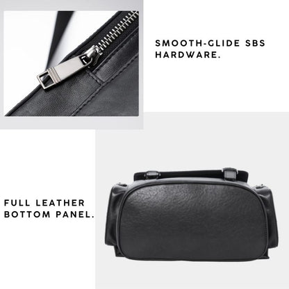 Black Premium Leather Laptop Backpack, BuckyDrop