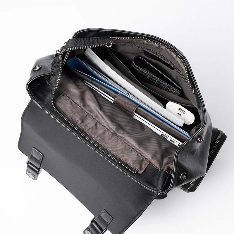 Black Premium Leather Laptop Backpack, BuckyDrop