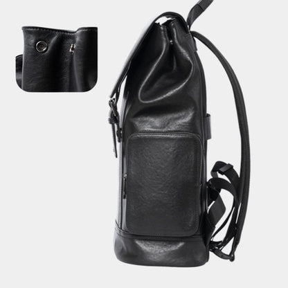 Black Premium Leather Laptop Backpack, BuckyDrop