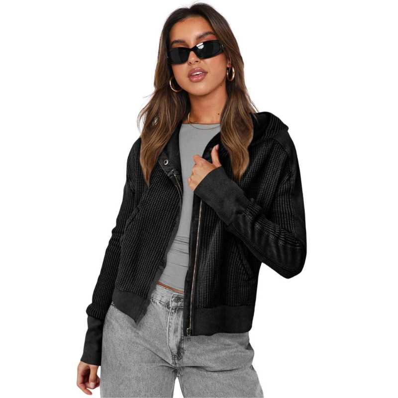 Black Zip Up Hooded Cardigan Jacket, Heyang Industrial Co., Ltd Heyang Industrial Co., Ltd