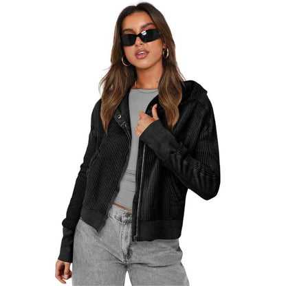 Black Zip Up Hooded Cardigan Jacket, Heyang Industrial Co., Ltd Heyang Industrial Co., Ltd