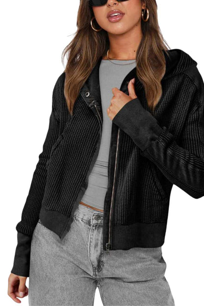 Black Zip Up Hooded Cardigan Jacket, Heyang Industrial Co., Ltd