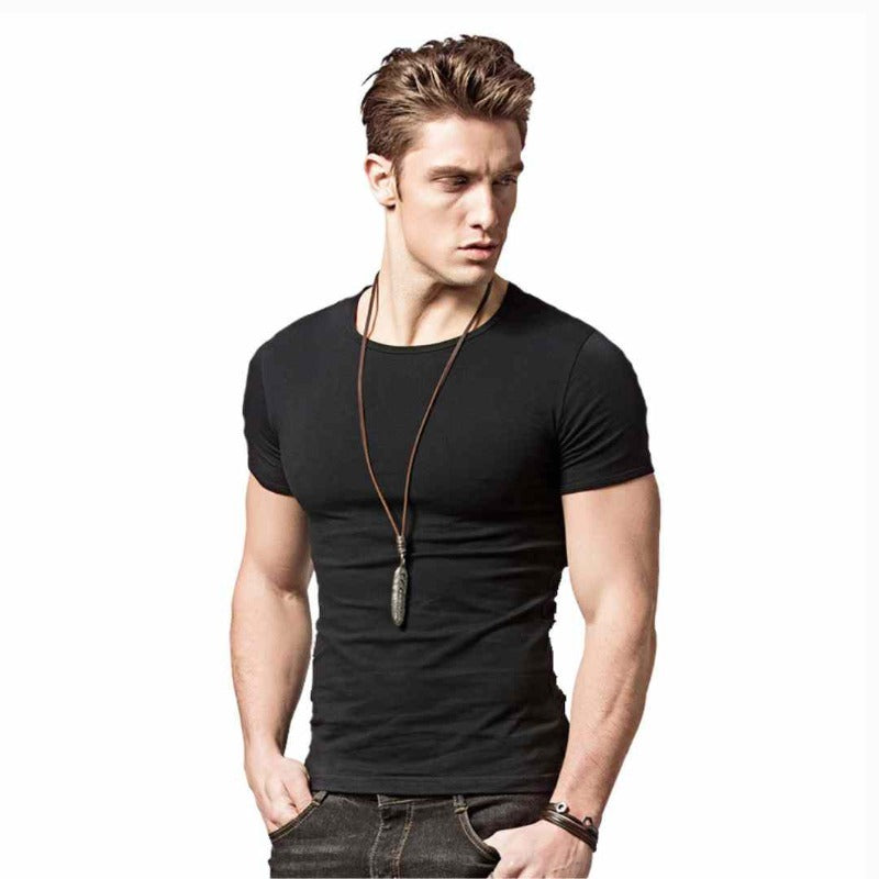 Men's solid color basic round neck  T-shirt - A.A.Y FASHION