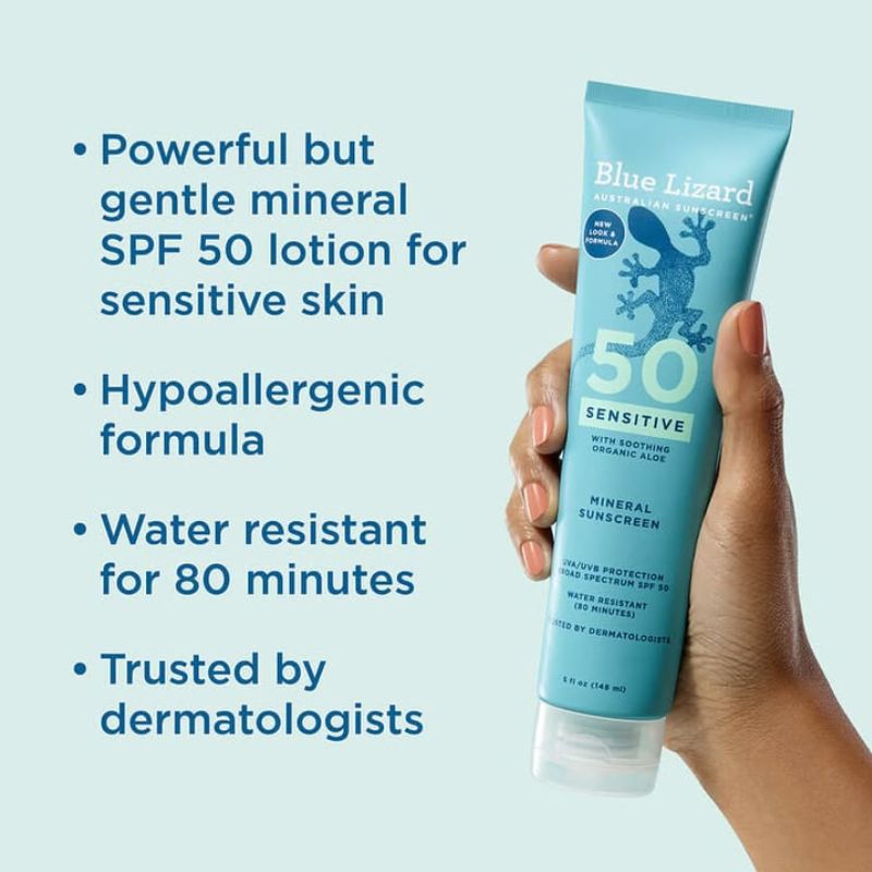 Blue Lizard Sensitive Mineral Sunscreen – SPF 50+ Zinc Oxide, BuckyDrop