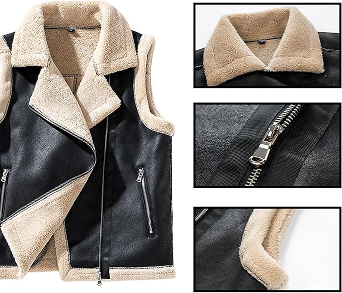Bodywarmer Faux Leather Lined Sleeveless Zipper Up Vest Jacket with Pockets, Heyang Industrial Co., Ltd