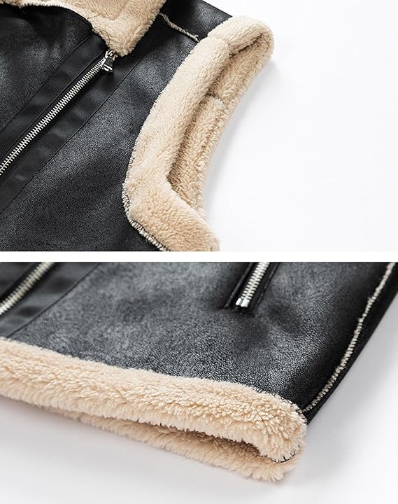 Bodywarmer Faux Leather Lined Sleeveless Zipper Up Vest Jacket with Pockets, Heyang Industrial Co., Ltd