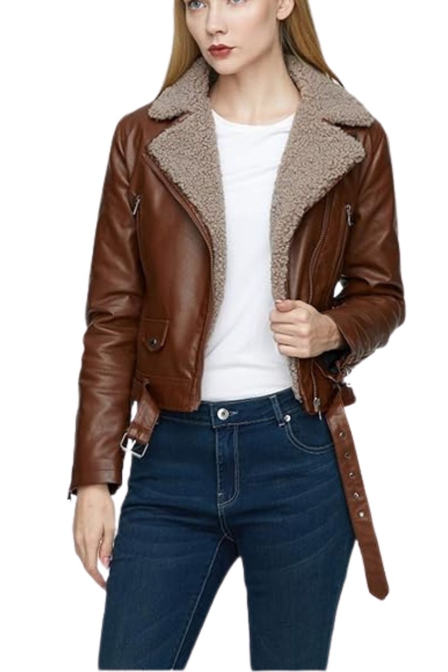 Biker Jacket Women Fur Lined Faux Leather Jacket, Heyang Industrial Co., Ltd