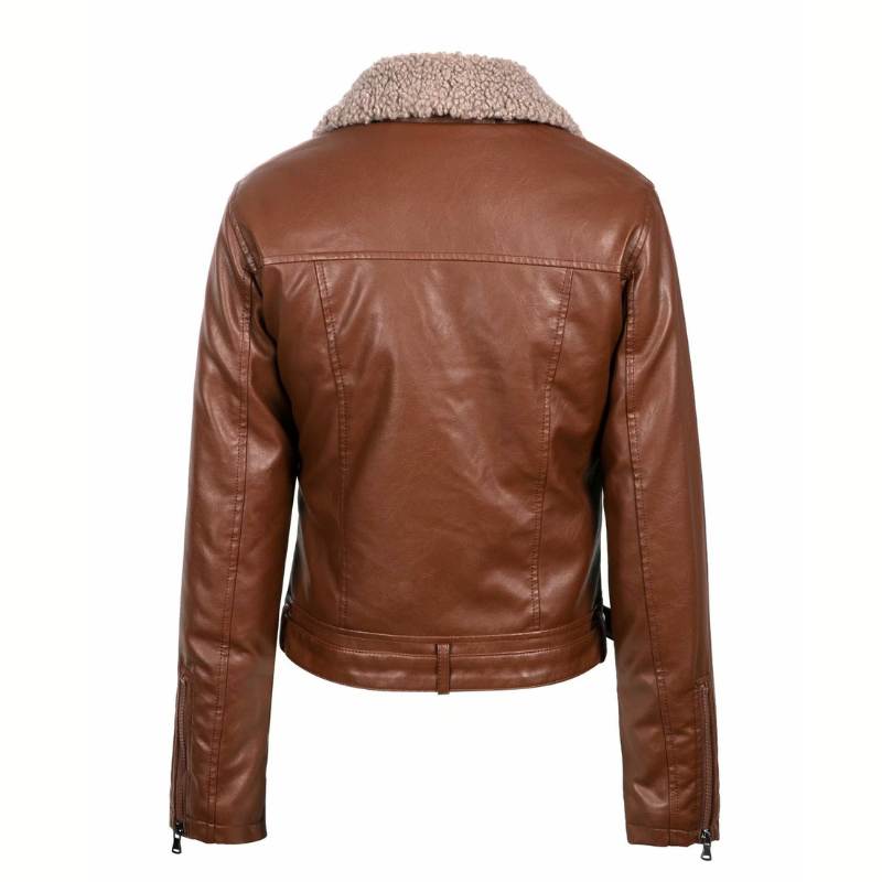 Brown Leather Lammy Biker Jacket Women, Heyang Industrial Co., Ltd