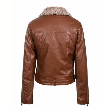 Brown Leather Lammy Biker Jacket Women, Heyang Industrial Co., Ltd