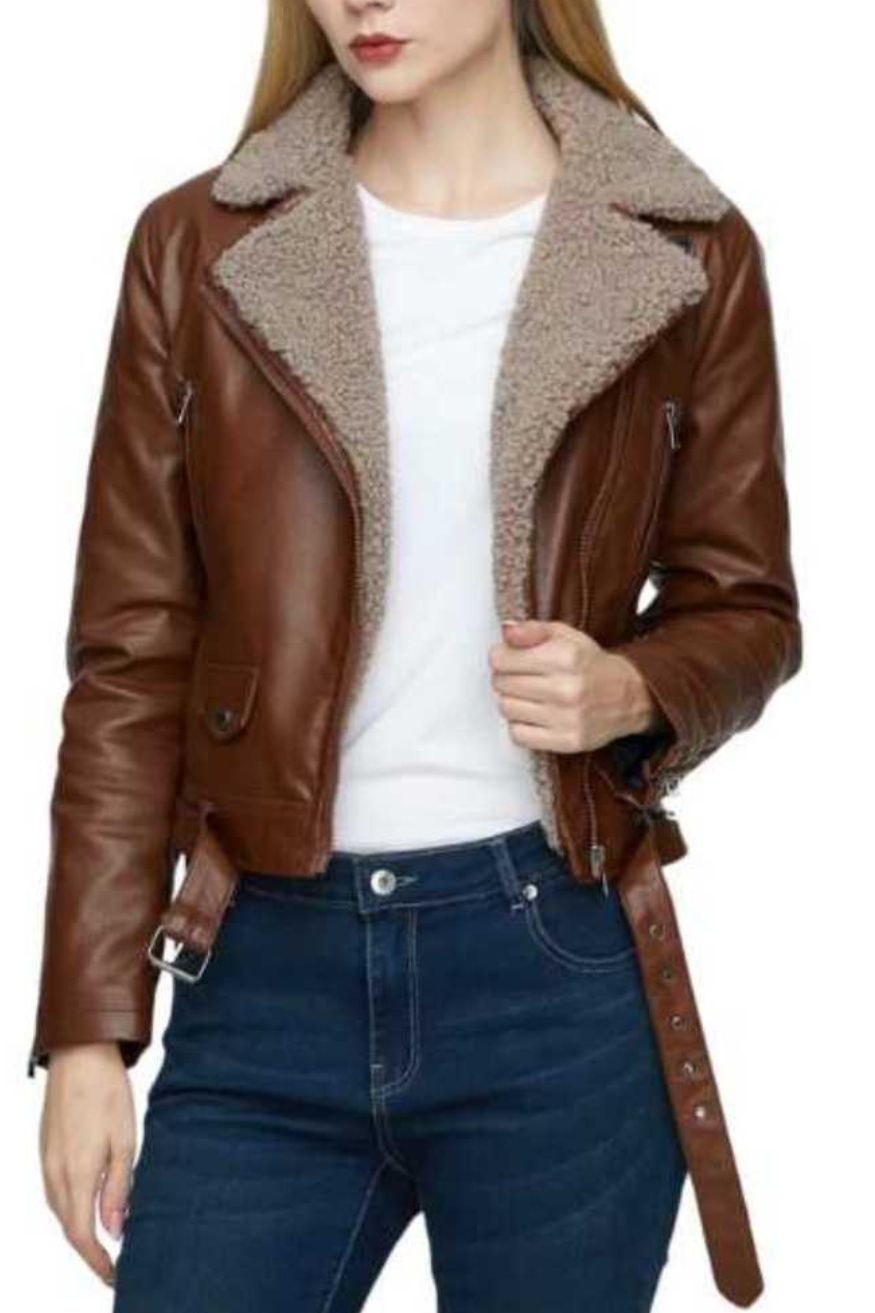 Brown Leather Lammy Biker Jacket Women, Heyang Industrial Co., Ltd