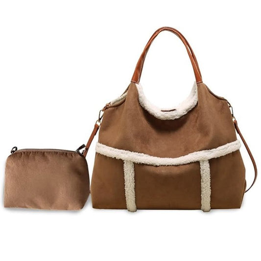 Brown Tote Bag Set – Suede Purse Vegan Shoulder Bag , Yiwu Cujia Trade Co., Ltd