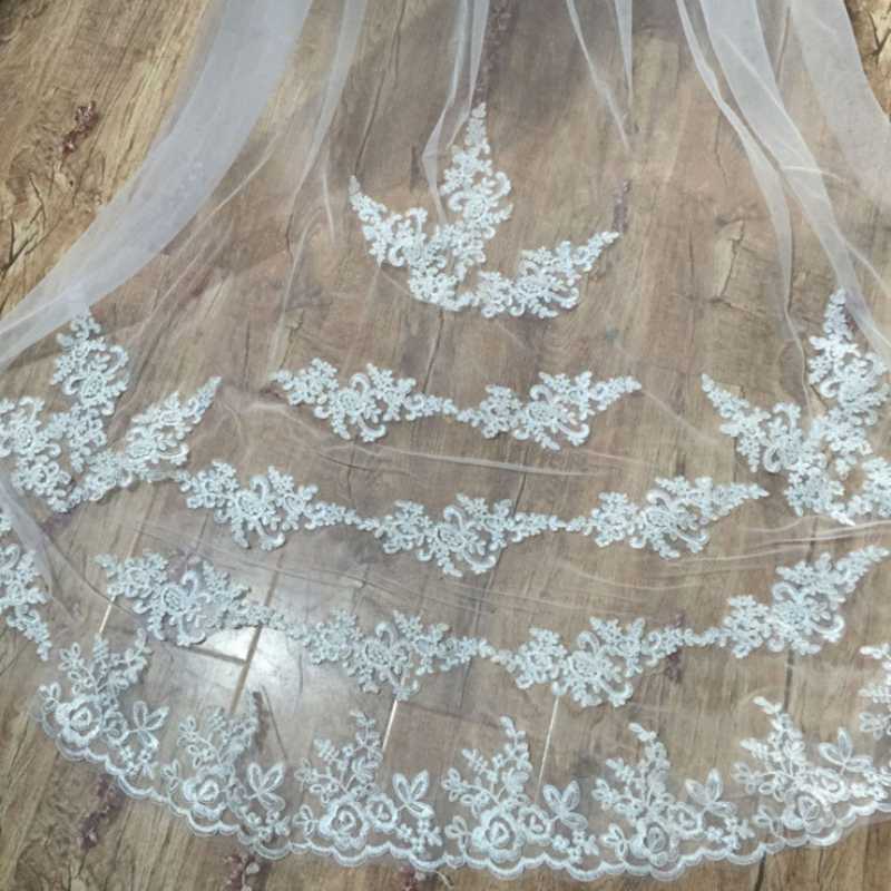 Cathedral Bridal Veil with Lace Embossment - A.A.Y FASHION