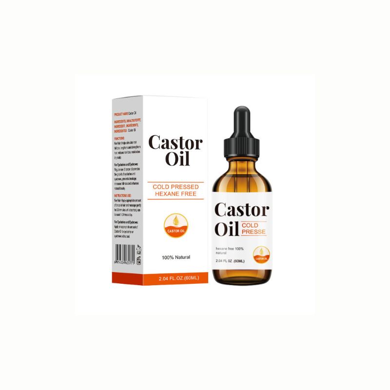 Certified Organic Castor Oil Cold Pressed Hexane Free Glass Bottle