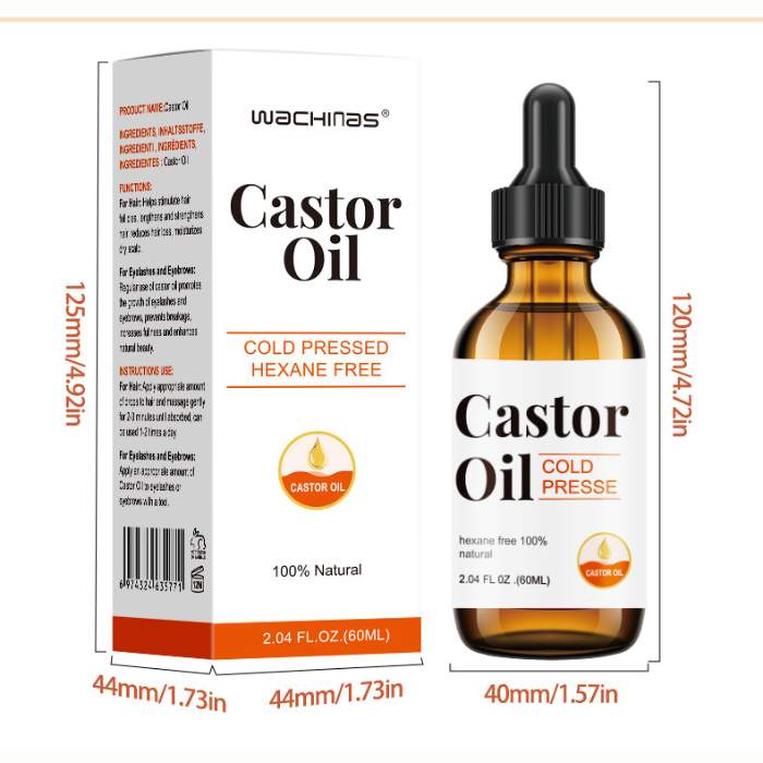 Certified Organic Castor Oil Cold Pressed Hexane Free Glass Bottle