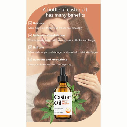 Certified Organic Castor Oil Cold Pressed Hexane Free Glass Bottle