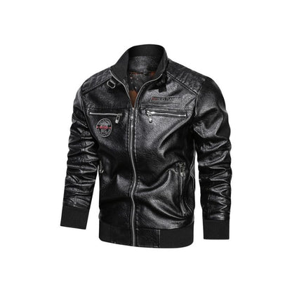 Classic Faux Leather Jacket Men in Black