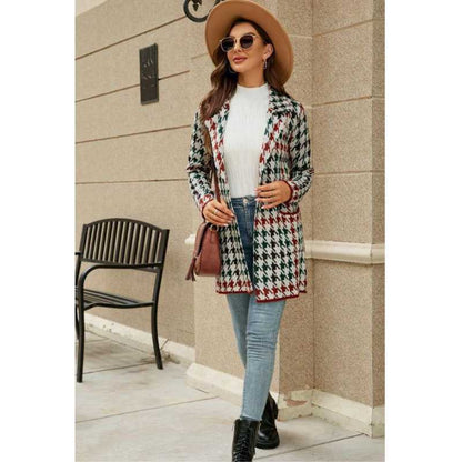 Checked Collared Knit Trench Cardigan Coat, Yiwu Cujia Trade Co., Ltd