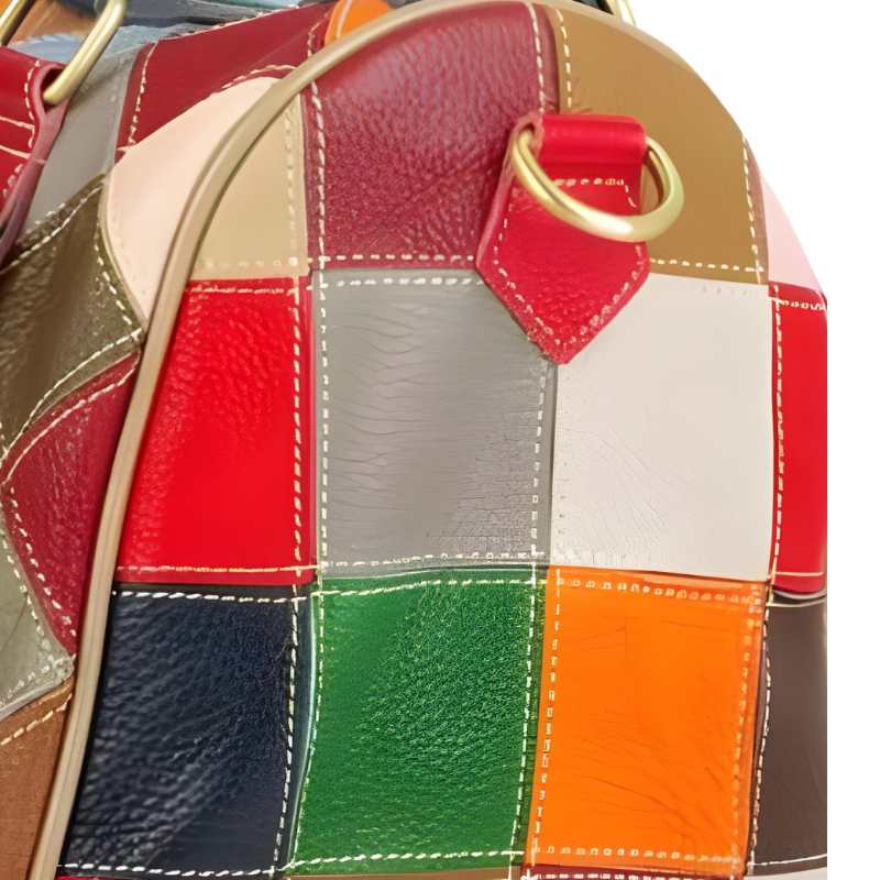 Color Block Leather Patchwork Handbag  - A.A.Y FASHION