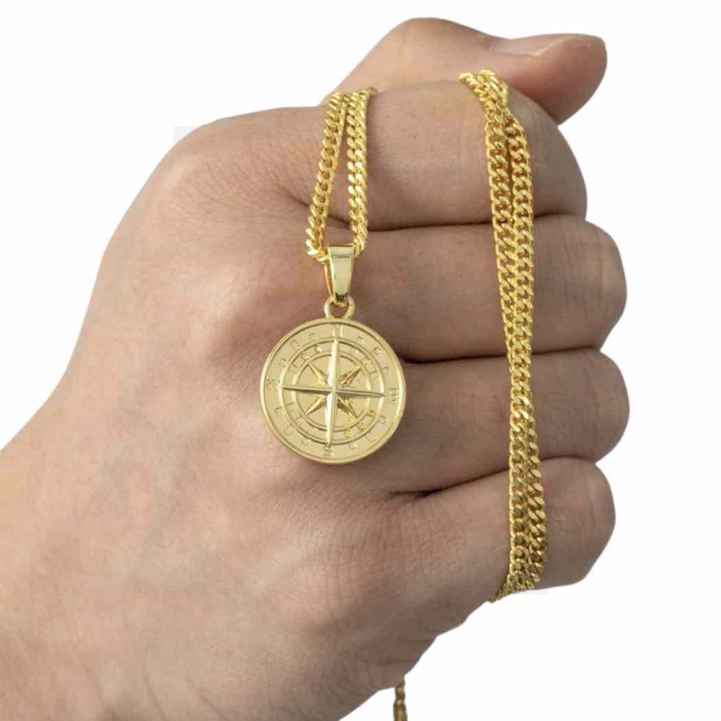 Compass Pendant Gold Necklace Men's Jewelry - A.A.Y FASHION