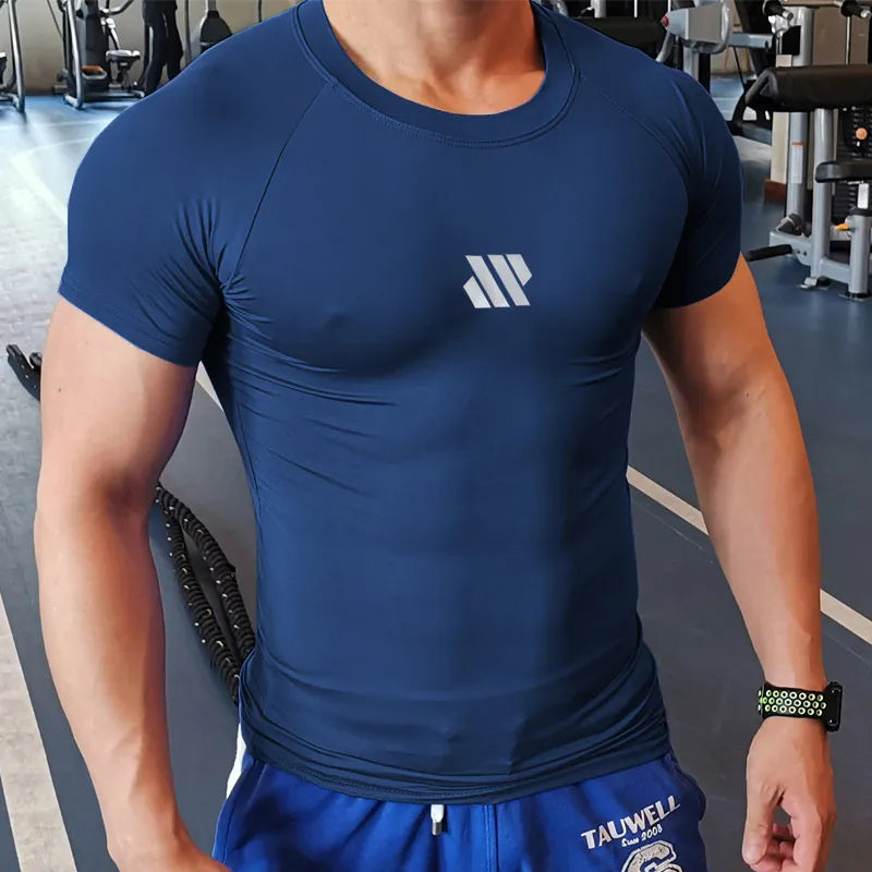 Compressed Gym T-Shirt Solid Colors Men Heyang Industrial Co., Ltd